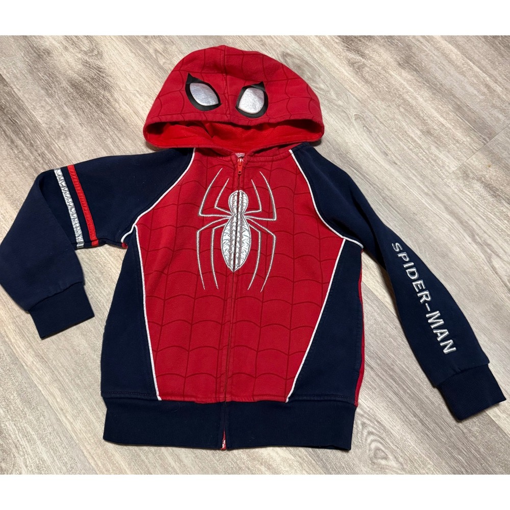 Kids Marvel Spider‎ Man Hoodie Jacket Red Blue Zip Up Size 6
